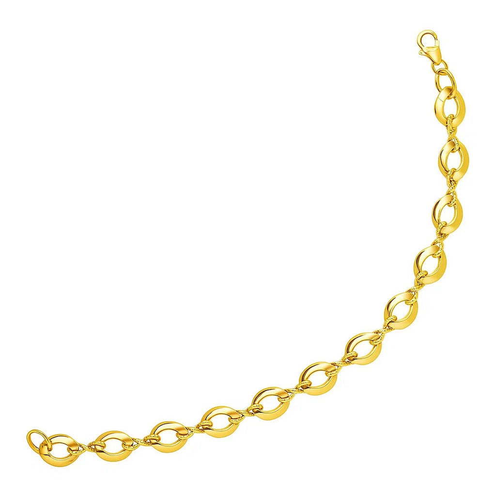 14k yellow gold contemporary infinity link bracelet, 8.00 mm wide, exuding elegance and timeless style.