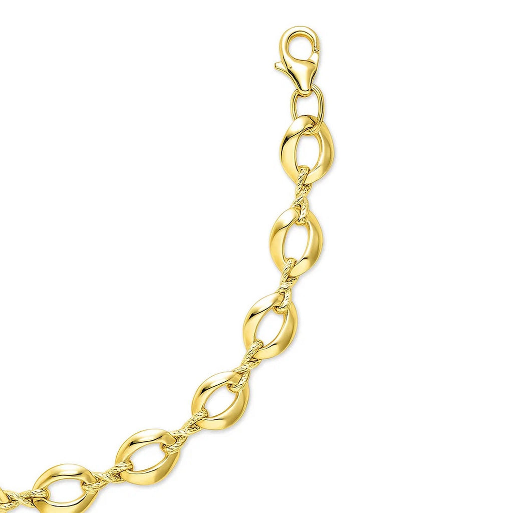 14k yellow gold contemporary infinity link bracelet showcasing elegant design and luxurious craftsmanship.
