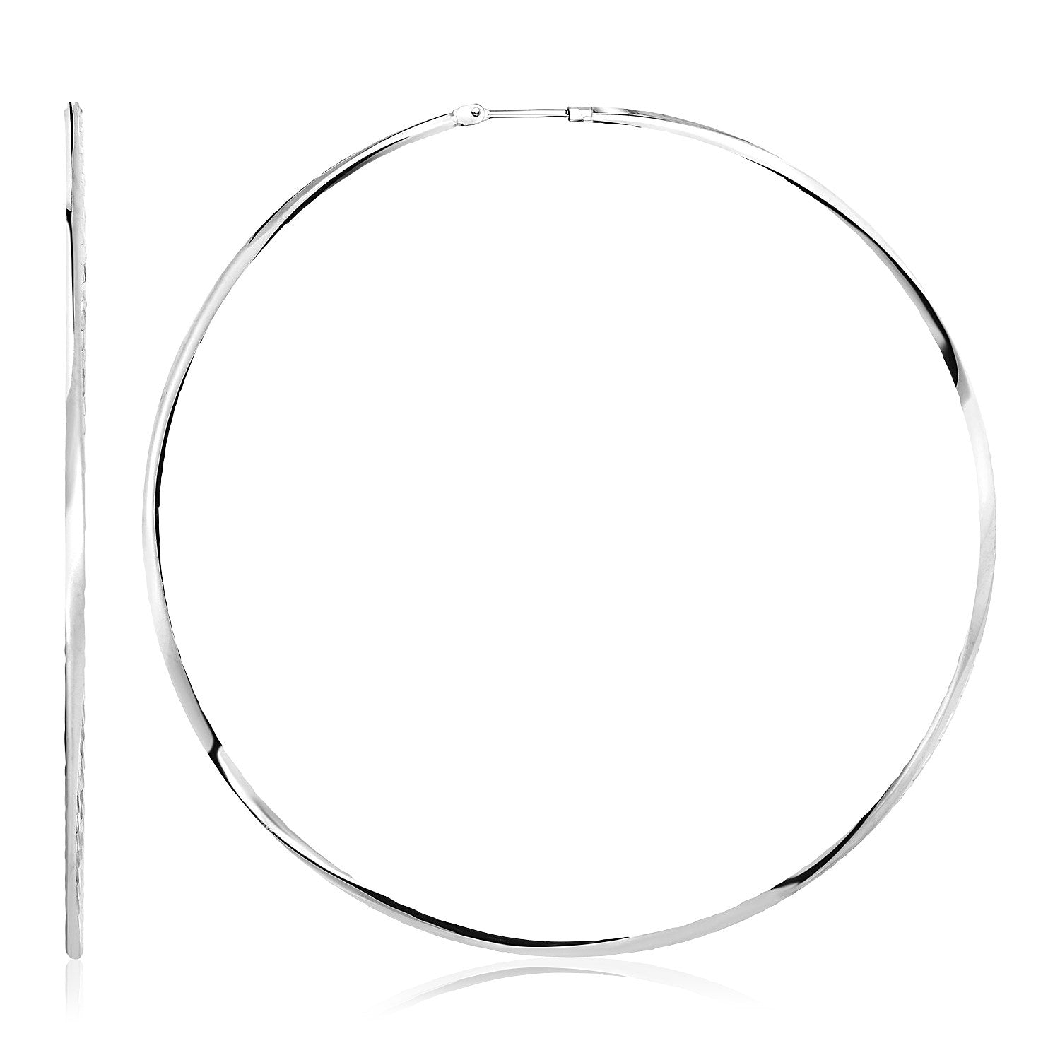 Sterling silver polished large round hoop earrings (70mm) exuding classic elegance and timeless sophistication.