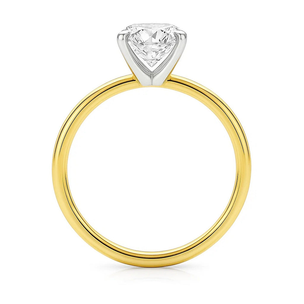3 carat emerald lab-grown diamond solitaire ring in 14k yellow gold, showcasing modern elegance and timeless beauty.