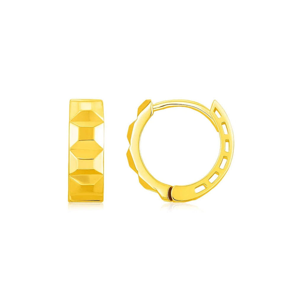 14k yellow gold modern J hoop earrings featuring a sleek, polished finish for an elegant look.