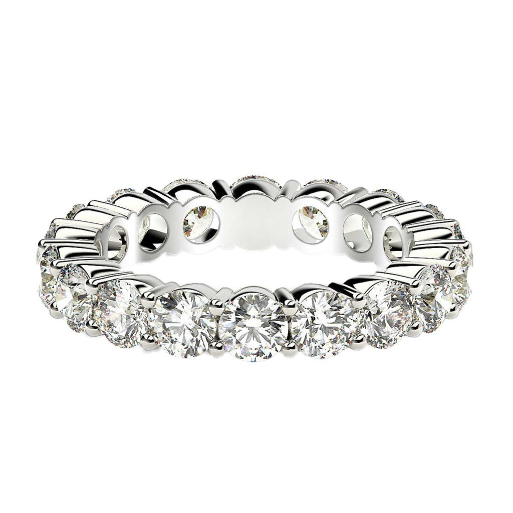 Round cut lab-grown diamond eternity ring in 14k white gold, showcasing timeless elegance and exquisite craftsmanship.