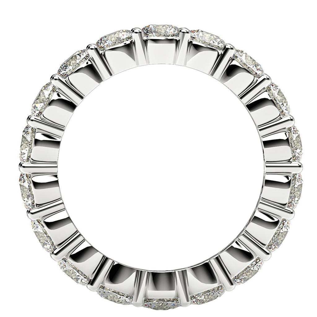 Round cut lab-grown diamond eternity ring in 14k white gold, showcasing elegant design and timeless brilliance.