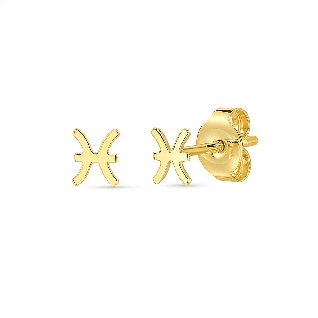 14K yellow gold modern stud earrings featuring a sleek design, perfect for elegant everyday wear.