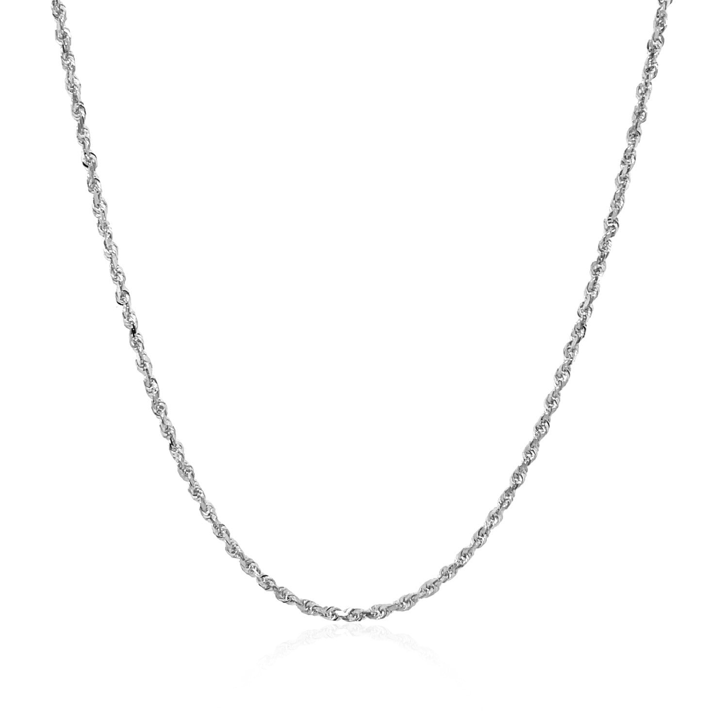 10k white gold solid diamond cut rope chain, modern design with intricate texture and luxurious shine, perfect for layering.