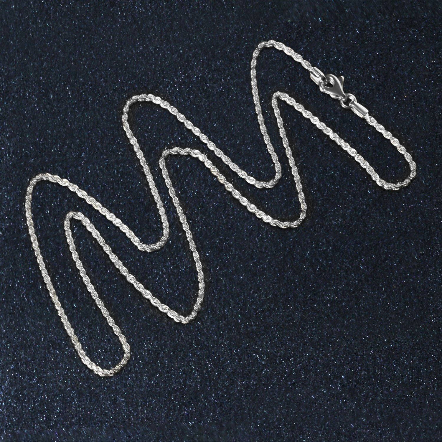 10k white gold solid diamond cut rope chain, modern design, featuring intricate diamond detailing and exquisite craftsmans...
