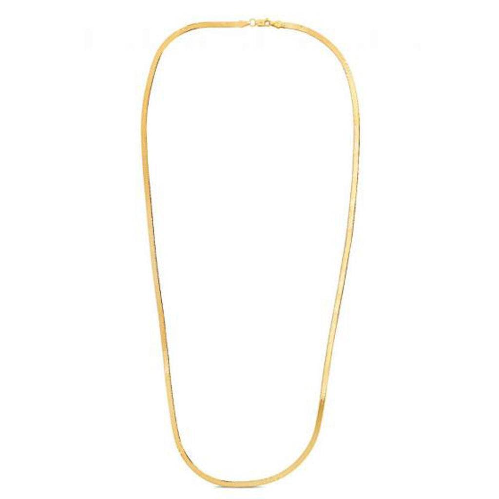 Elegant 14k yellow gold super flex herringbone chain, 1.50 mm, showcasing a luxurious, fluid design.
