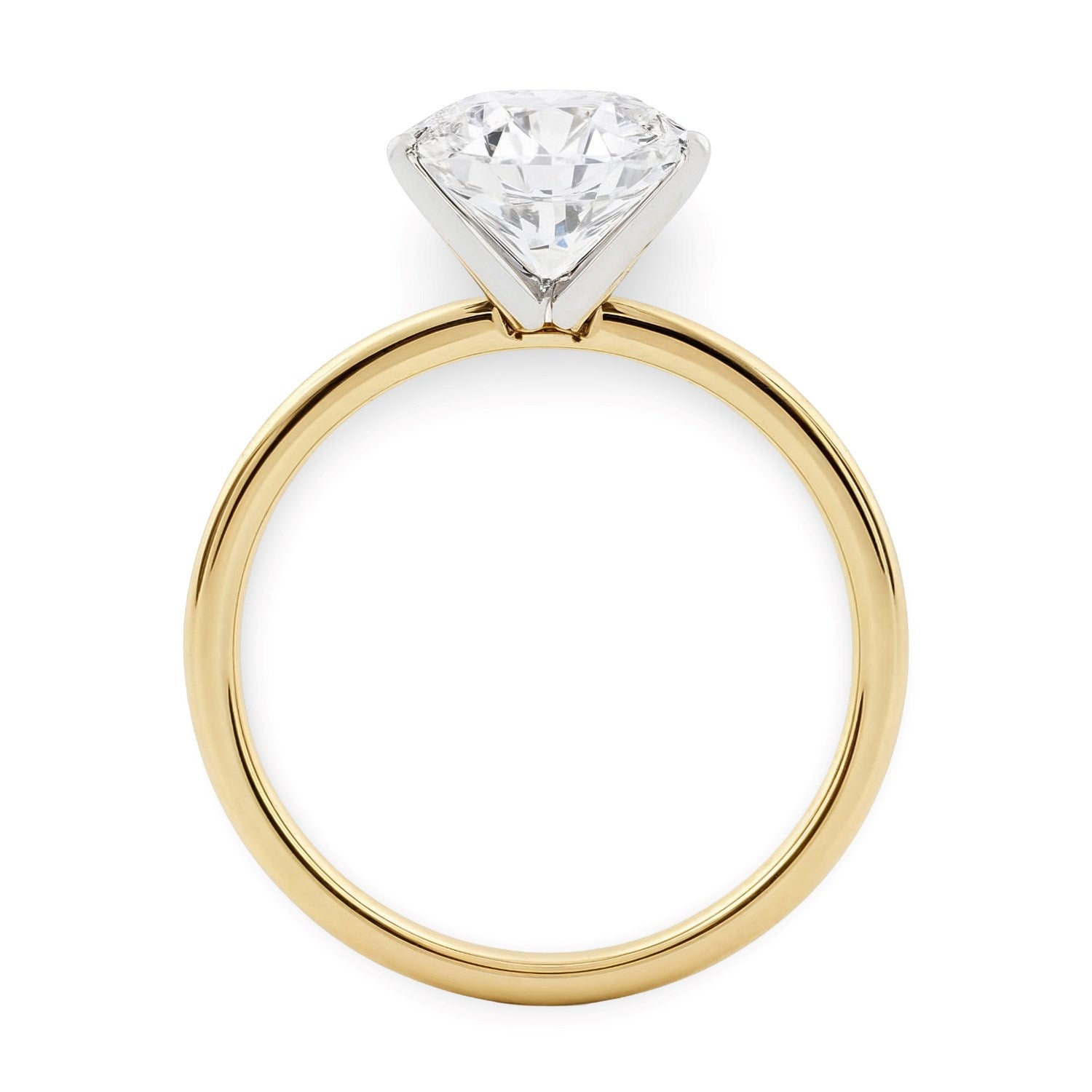 2 carat round lab-grown diamond solitaire ring in 14k yellow gold, showcasing modern elegance and timeless luxury.