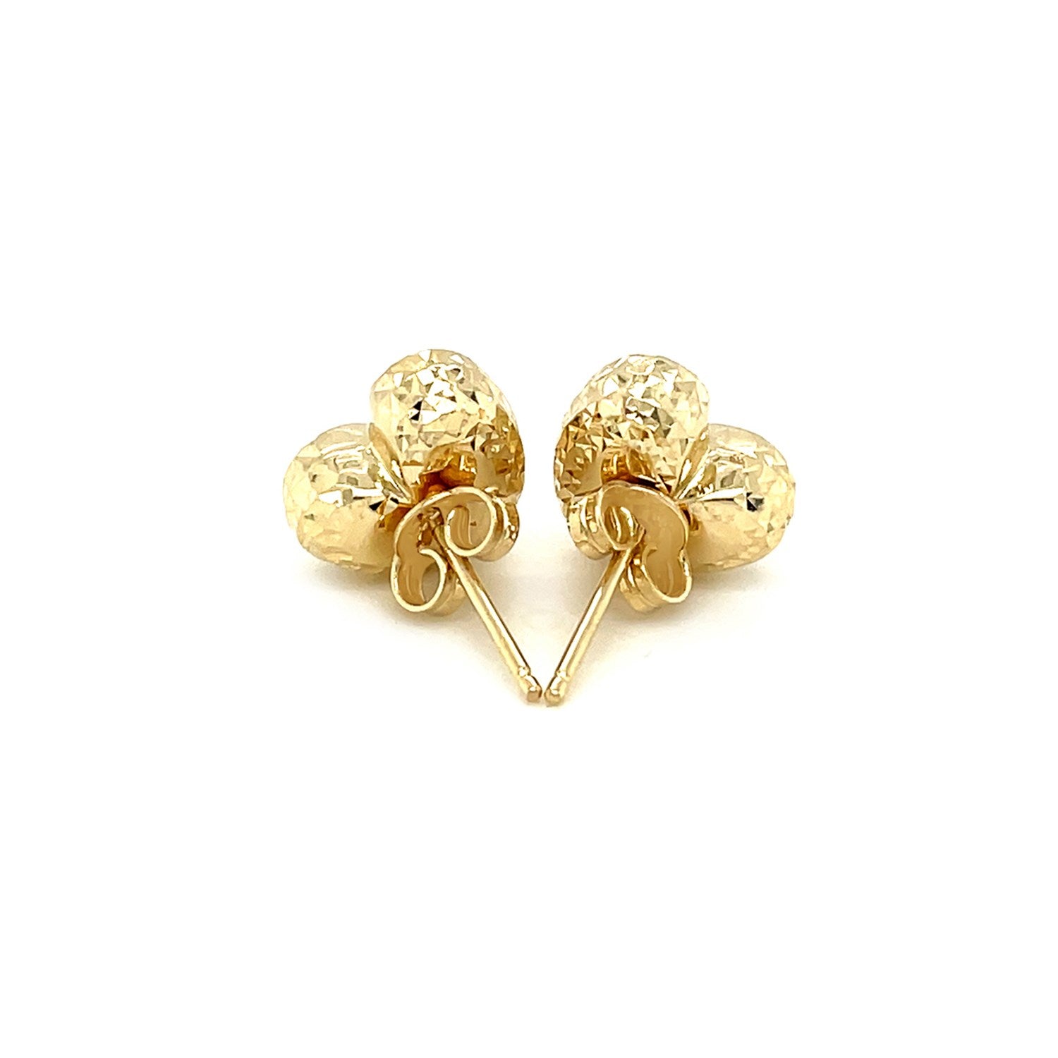 14k yellow gold diamond-cut puffed heart earrings, elegantly designed for a luxurious touch to any outfit.