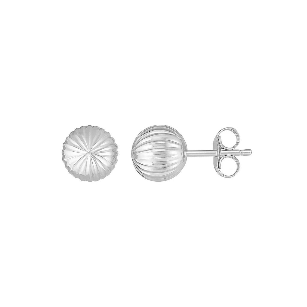 14k white gold textured ball stud earrings, showcasing a classic design with elegant simplicity and timeless appeal.