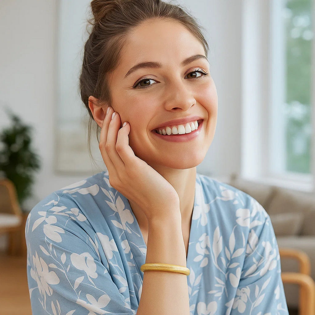 14k yellow gold large stretch mesh bracelet with contemporary design, featuring elegant link details and a luxurious finish.