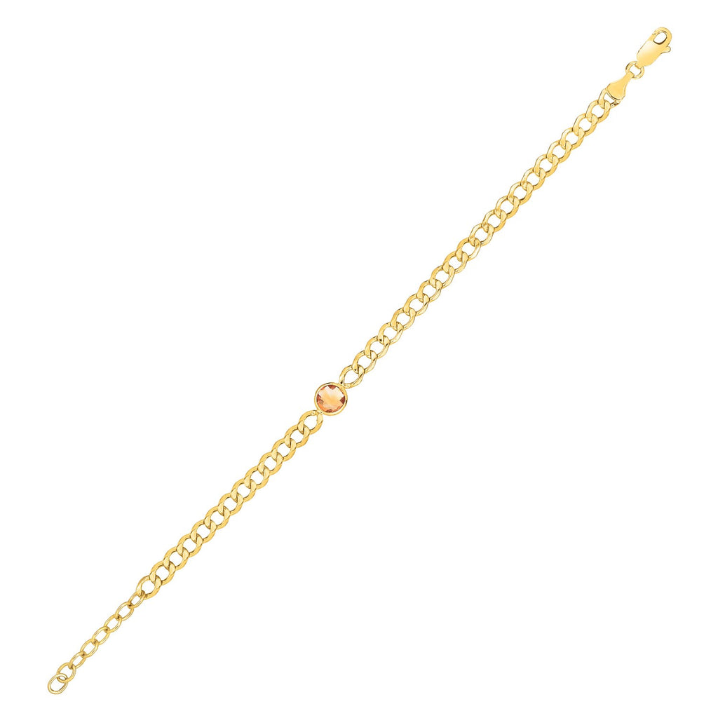 14k yellow gold curb chain bracelet featuring elegant links, perfect for sophisticated luxury jewelry collections.