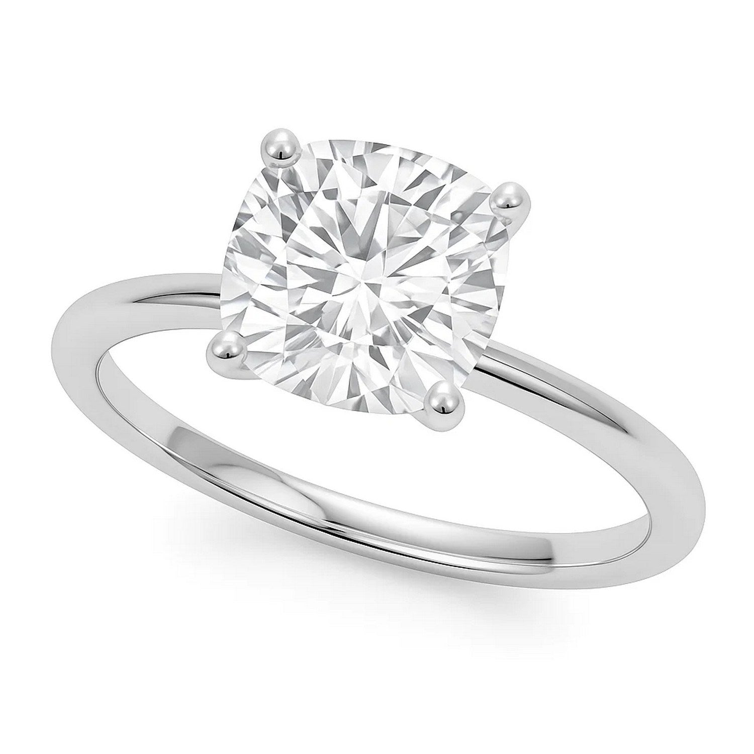 5 carat cushion cut lab-grown diamond solitaire ring in 10K white gold, showcasing contemporary elegance and brilliance.