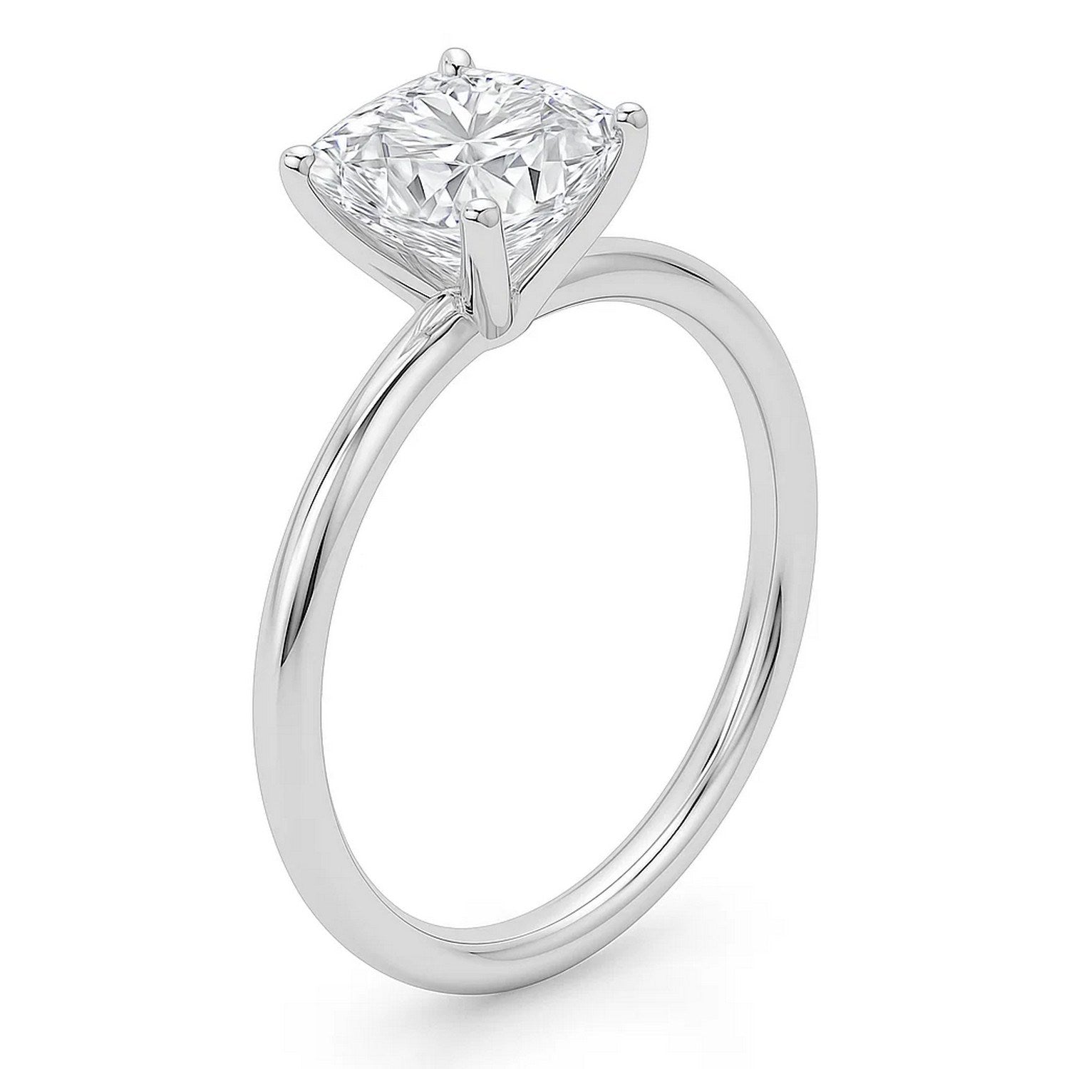 5 carat cushion cut diamond solitaire ring in 10K white gold, showcasing contemporary elegance and refined craftsmanship.