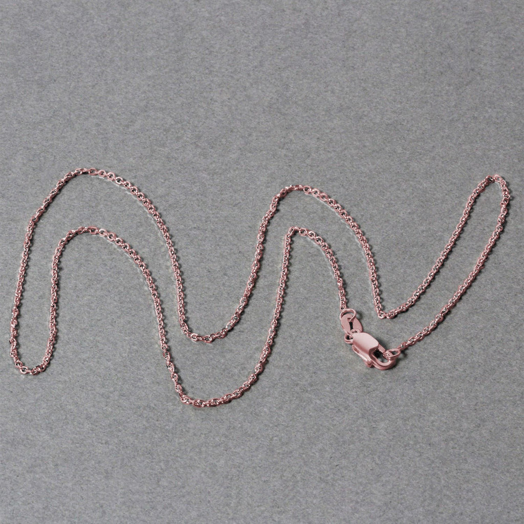 14k rose gold diamond cut cable link chain, modern design with elegant links, perfect for layering or standalone wear.