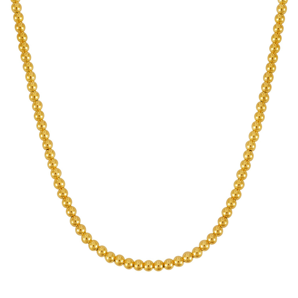 14k yellow gold bead chain necklace featuring contemporary design and elegant 5mm links for a luxurious look.