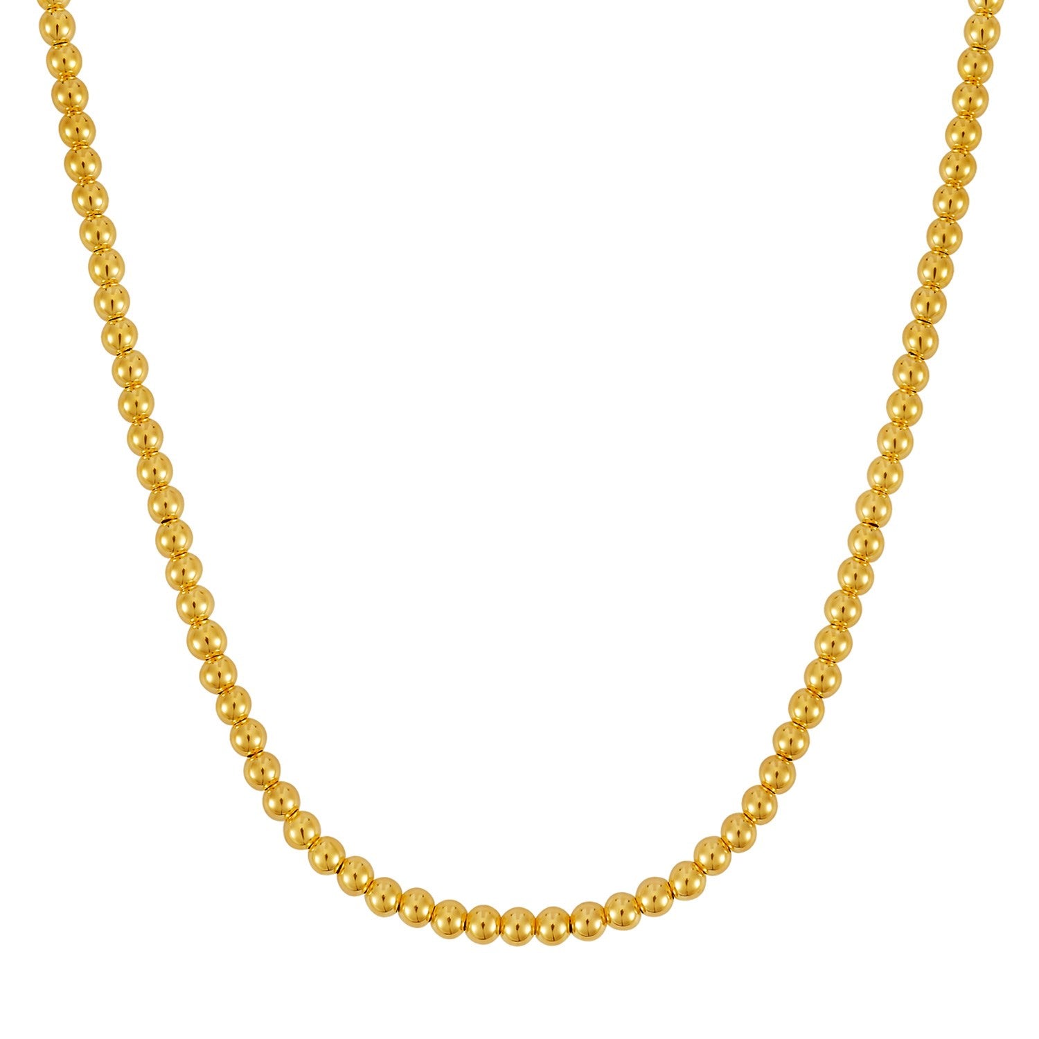 14k yellow gold bead chain necklace featuring contemporary design and elegant 5mm links for a luxurious look.