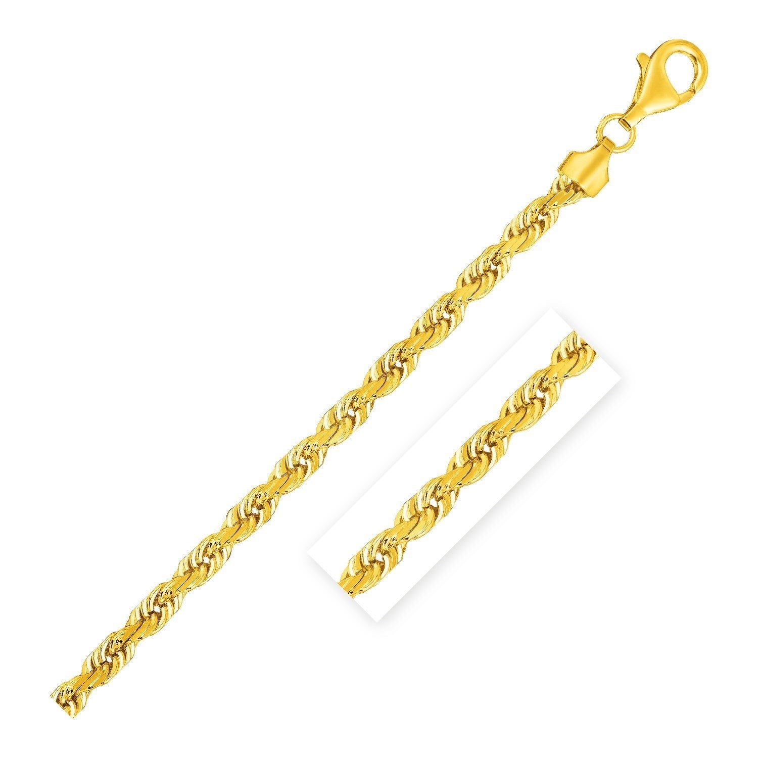 14k yellow gold solid diamond cut rope chain, modern design with intricate link detailing for luxury elegance.