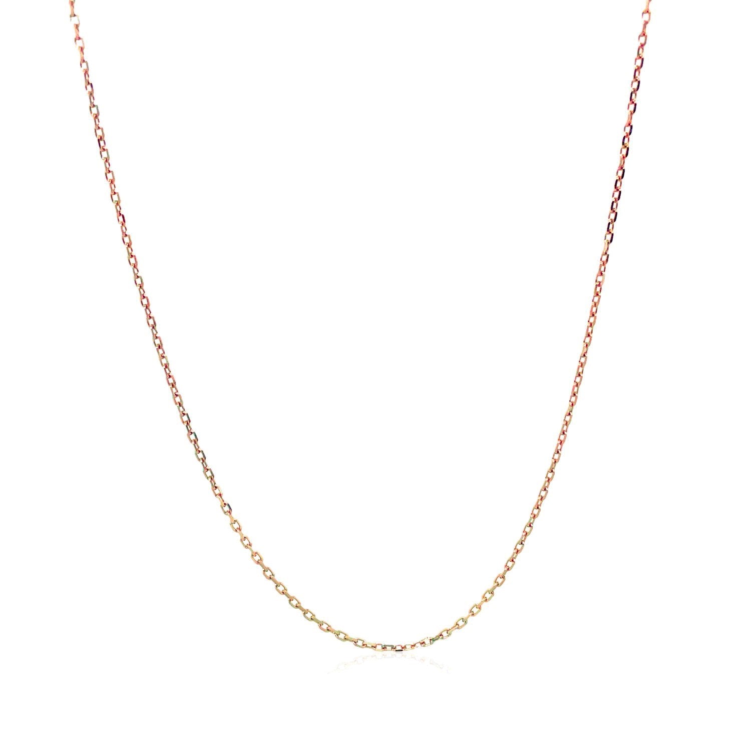 Rose gold diamond cut cable link chain, modern design, featuring 0.87 mm links for a luxurious, elegant look.