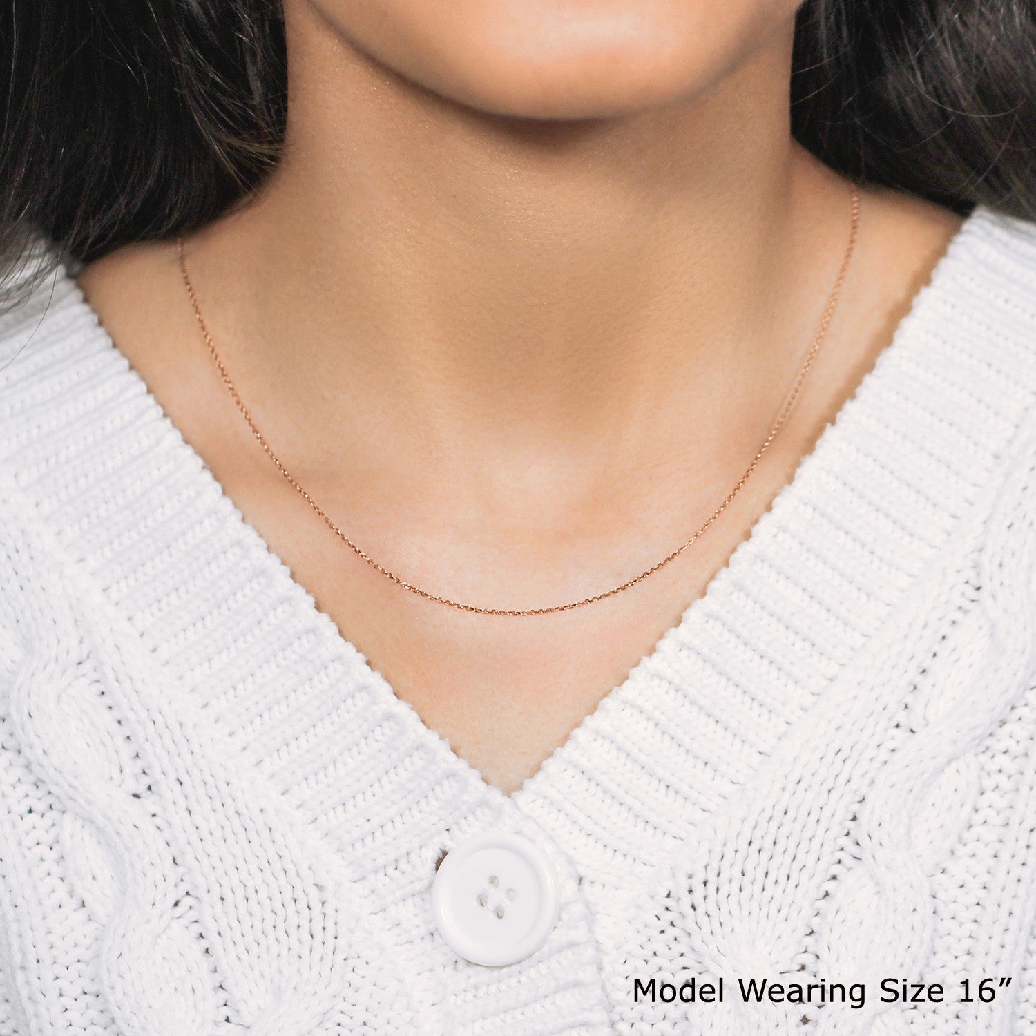 Rose gold diamond cut cable link chain featuring modern design and exquisite craftsmanship, perfect for layering.