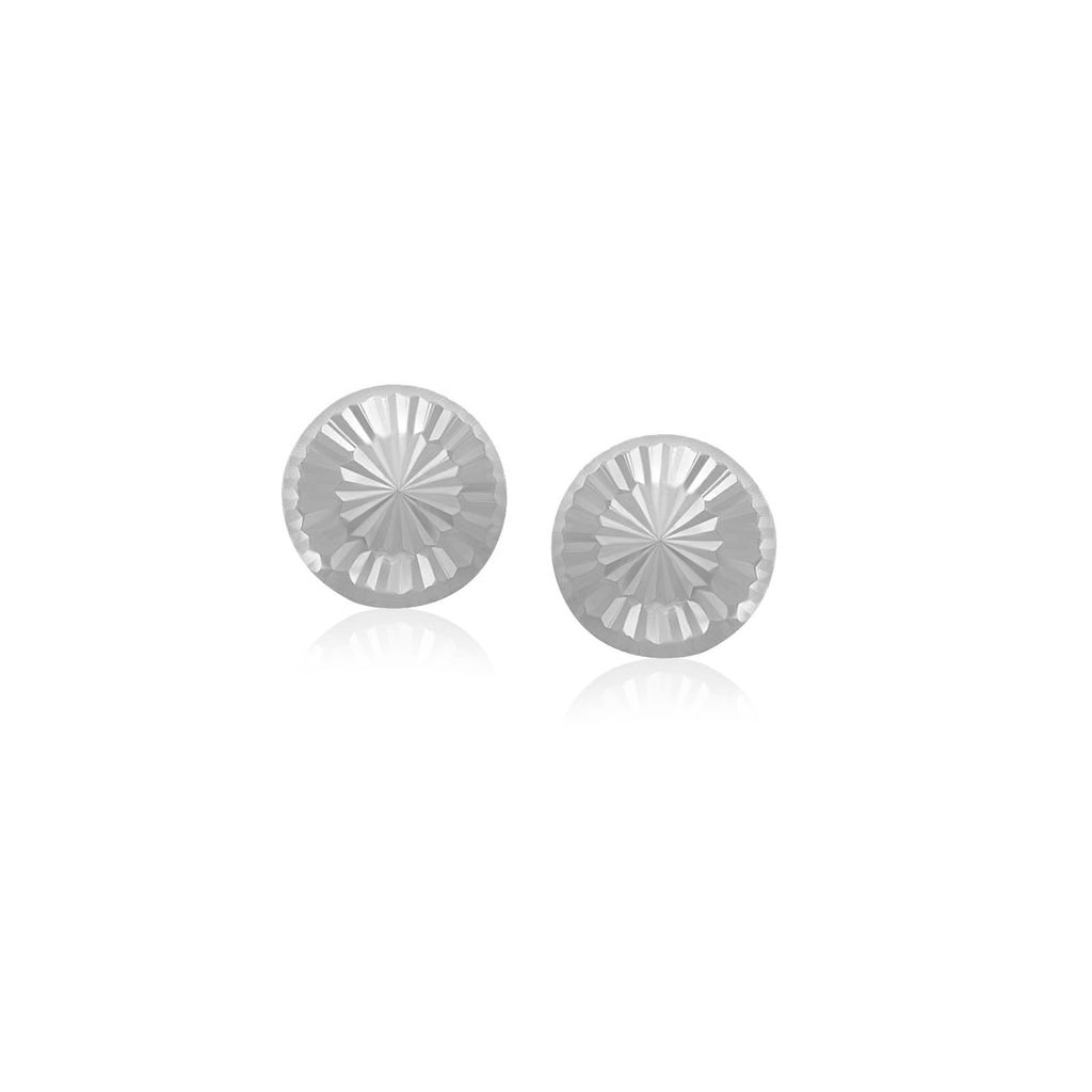 14k white gold diamond textured stud earrings with modern design, perfect for elegant everyday wear.