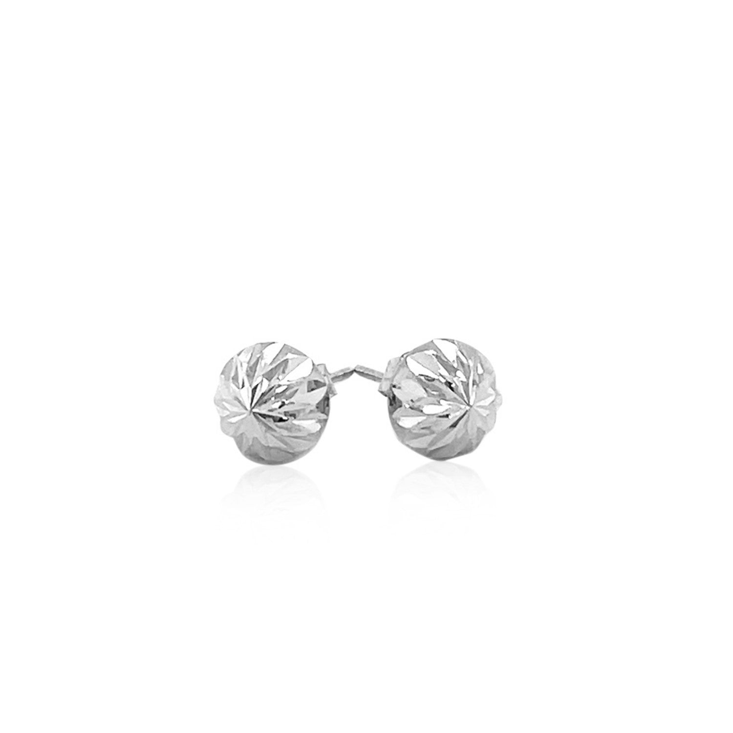 14k white gold stud earrings featuring a modern textured design adorned with sparkling diamonds.