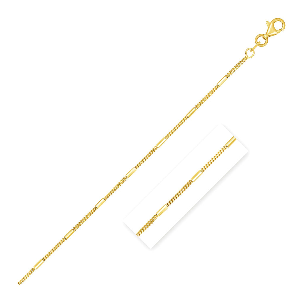Contemporary 14k yellow gold diamond cut bar links pendant chain, showcasing elegance and luxury in every detail.