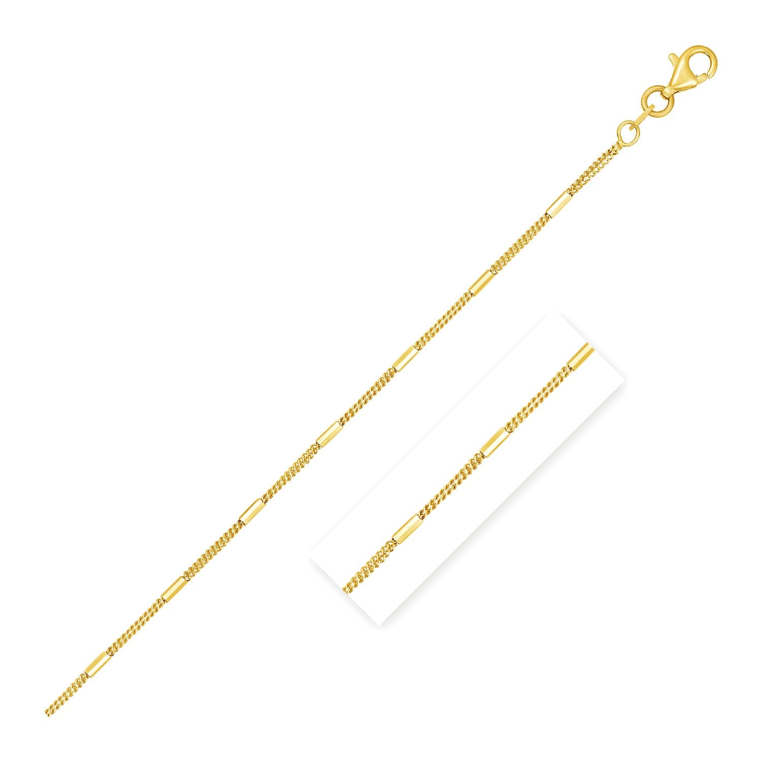 Contemporary 14k yellow gold diamond cut bar links pendant chain, showcasing elegance and luxury in every detail.