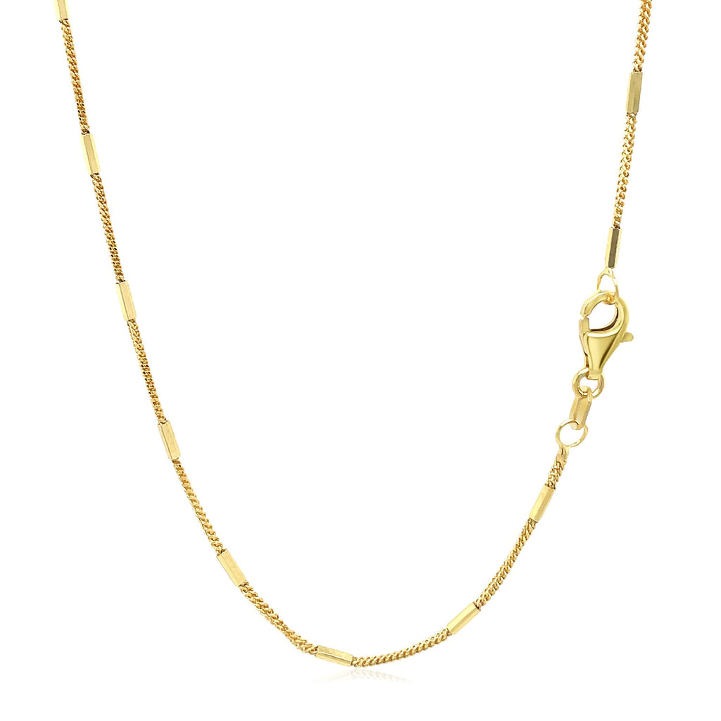 Contemporary 14k yellow gold diamond cut bar links pendant chain, showcasing exquisite craftsmanship and elegance.