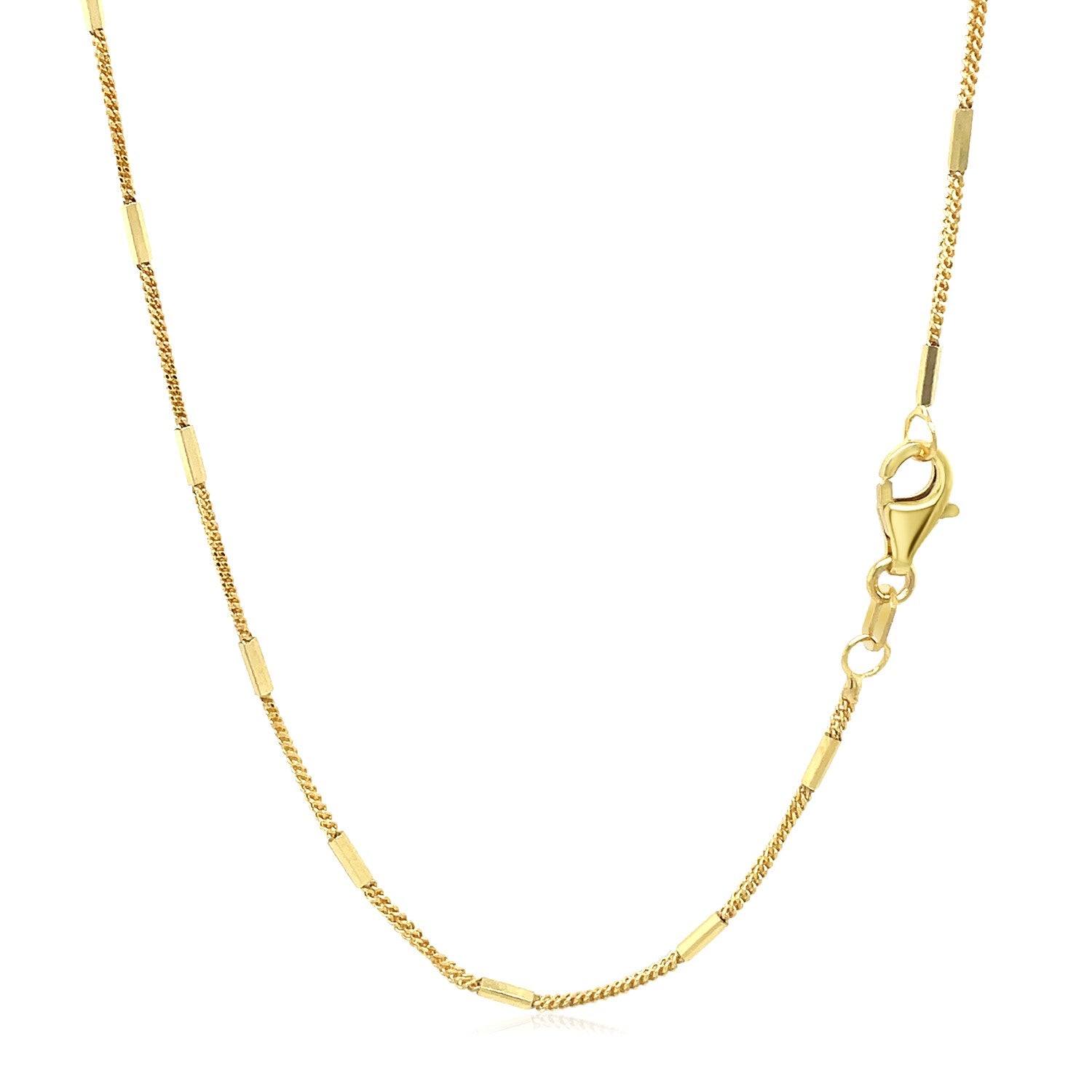 Contemporary 14k yellow gold diamond cut bar links pendant chain, showcasing exquisite craftsmanship and elegance.