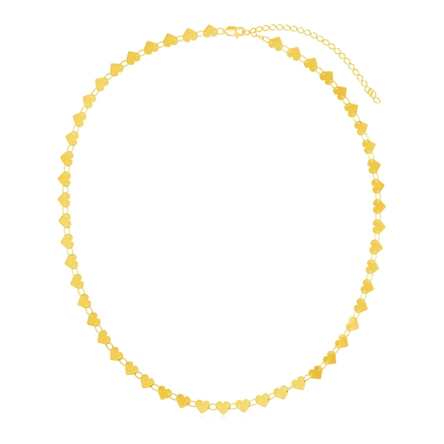 14k yellow gold mirrored heart chain necklace, elegantly designed for a timeless and luxurious look.