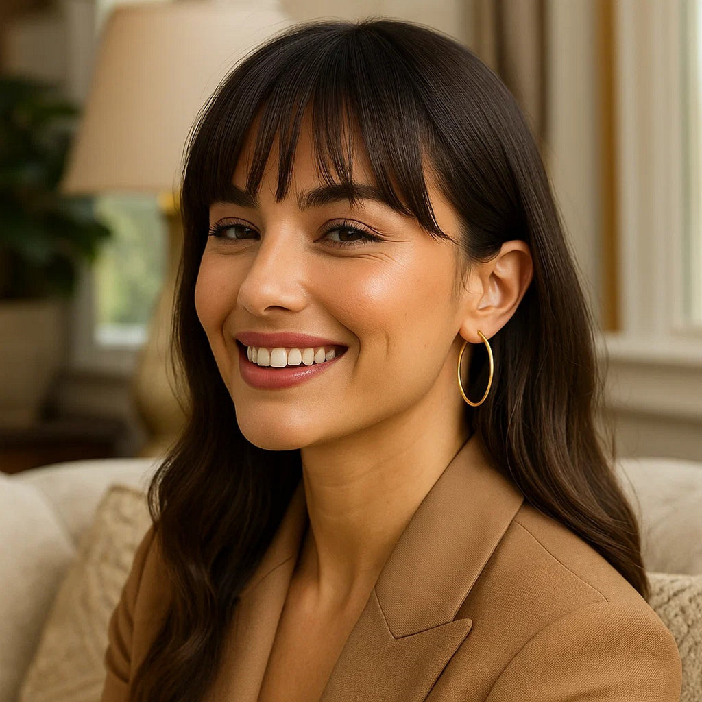 14k yellow gold modern endless hoop earrings showcasing a sleek, polished finish for timeless elegance.