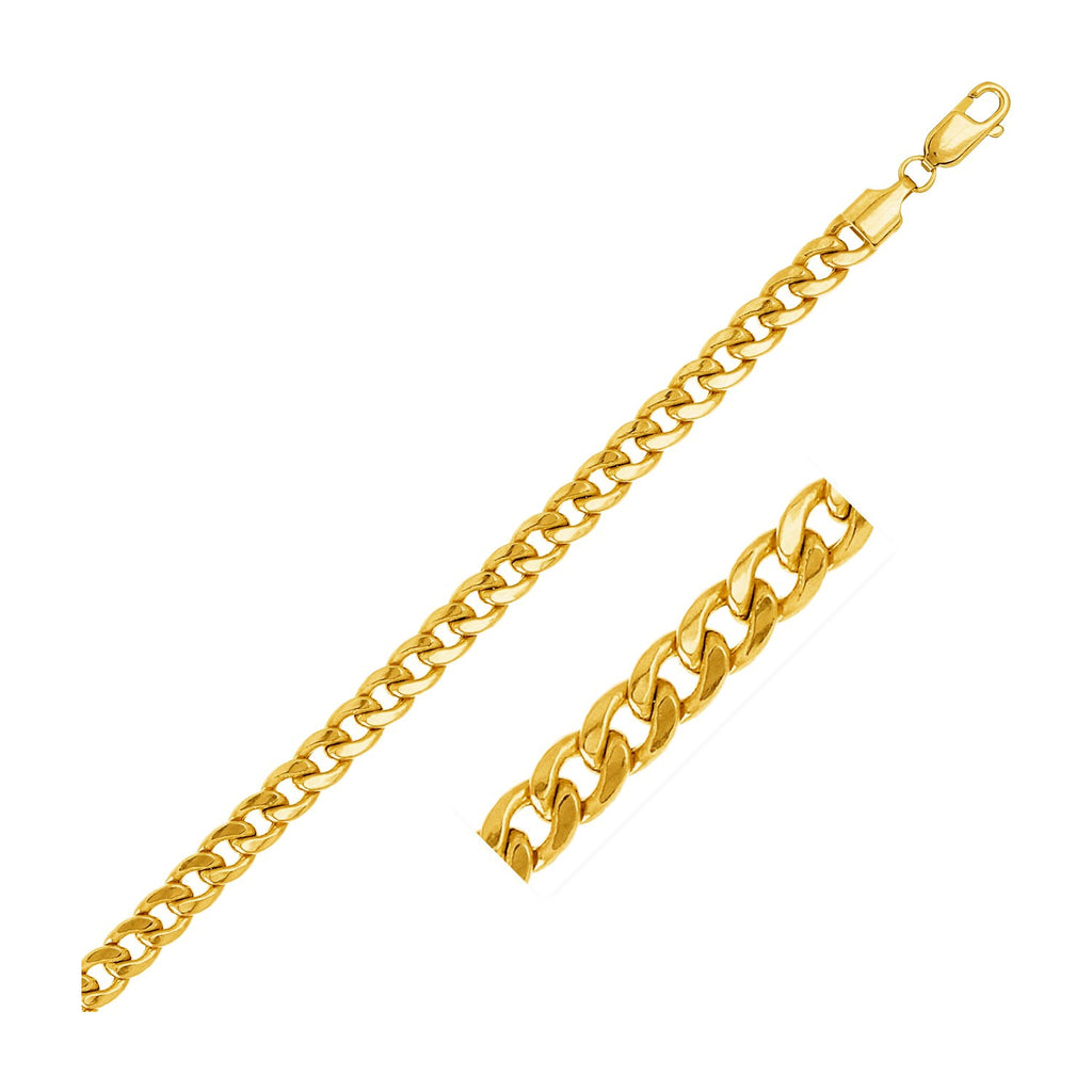 14k yellow gold Miami Cuban semi-solid chain, 5.50 mm, classic design with a luxurious shine and timeless appeal.