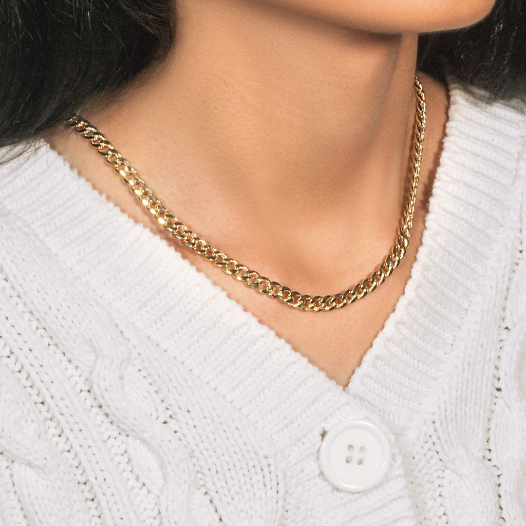 14k yellow gold Miami Cuban semi solid chain, 5.50 mm, classic round design for timeless elegance.