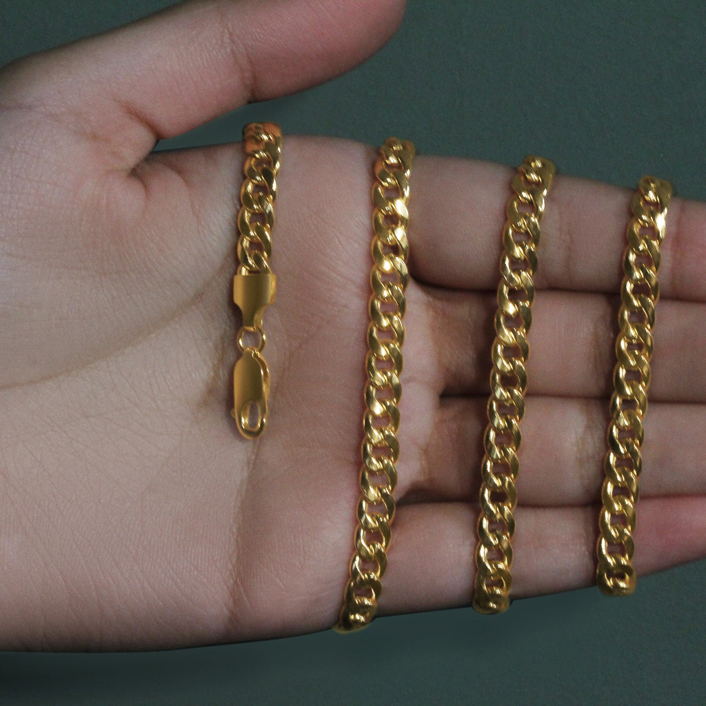 14k yellow gold Miami Cuban chain, semi-solid design, classic 5.50 mm round links, perfect for luxury layering.