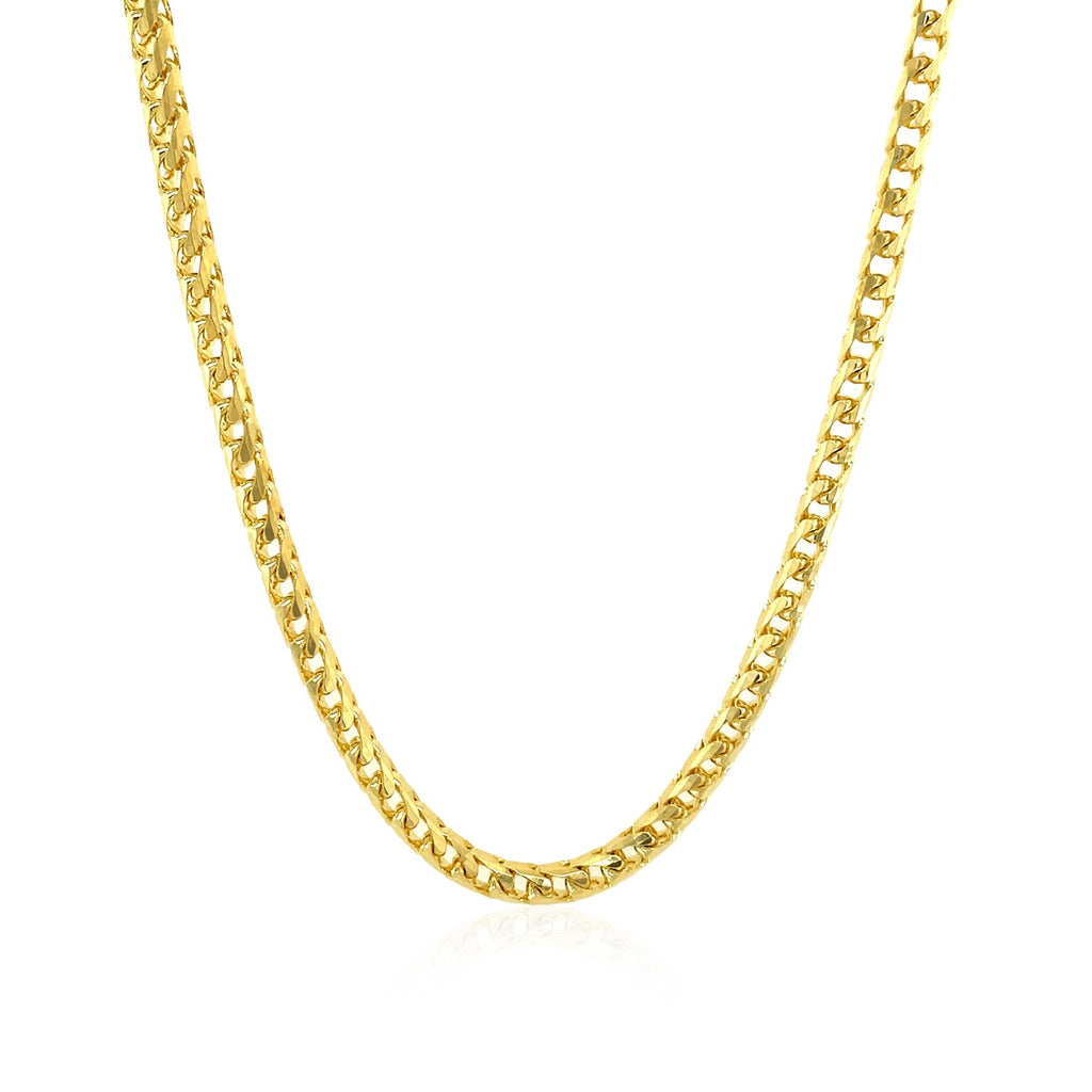 14k yellow gold diamond cut round Franco chain, modern design, 3.10 mm width, perfect for layering or standalone elegance.