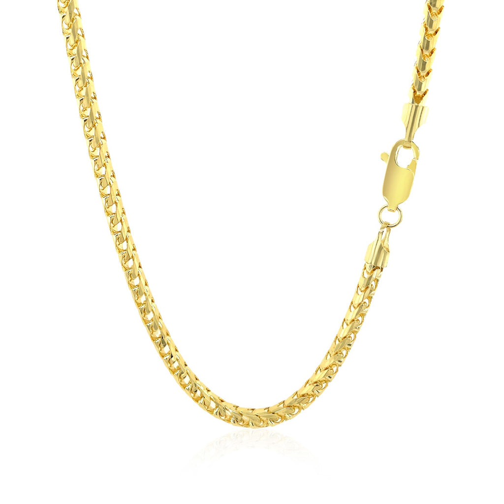 14k yellow gold diamond cut round Franco chain, modern design, 3.10 mm width, perfect for layering or standalone elegance.