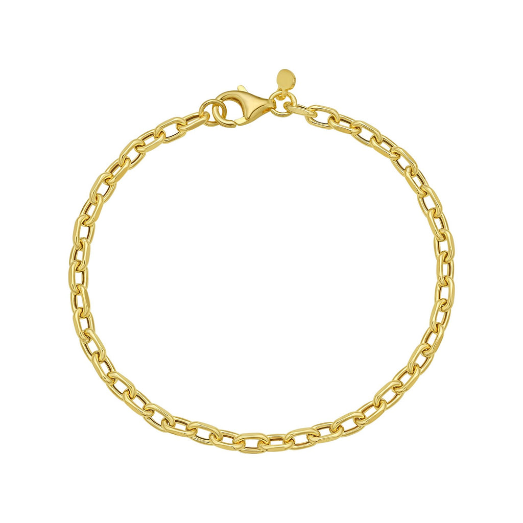 14k yellow gold minimalist cable chain bracelet, 3.30 mm, perfect for elegant layering or solo wear.