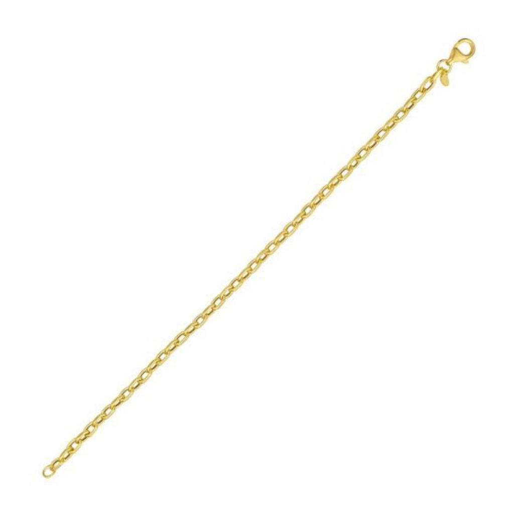 14k yellow gold minimalist cable chain bracelet with elegant 3.30 mm links for timeless luxury.