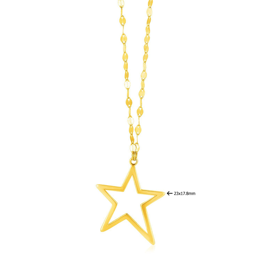 Elegant 14k yellow gold necklace featuring a delicate star pendant on a refined chain.