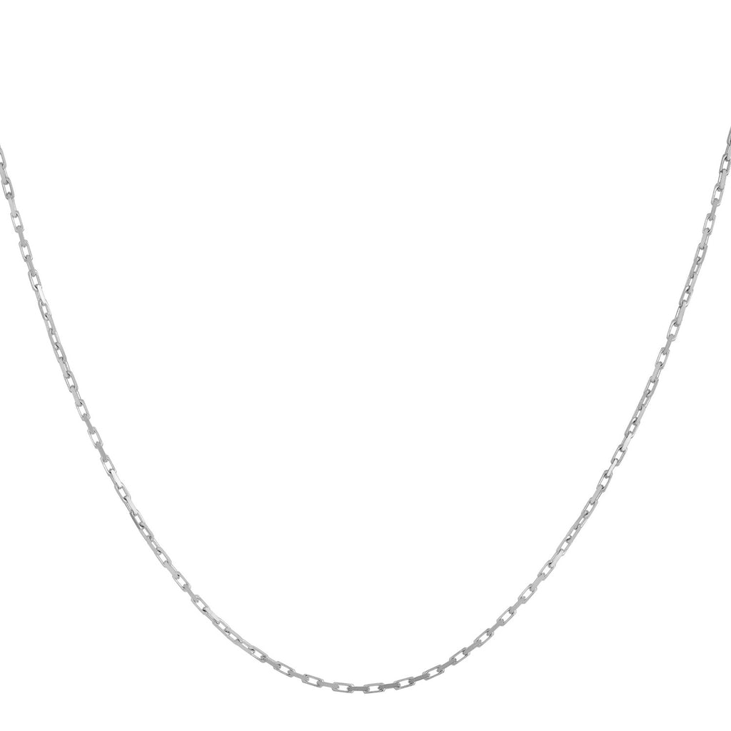 14k white gold minimalist French cable chain, 1.30 mm, featuring a sleek round design for effortless elegance.