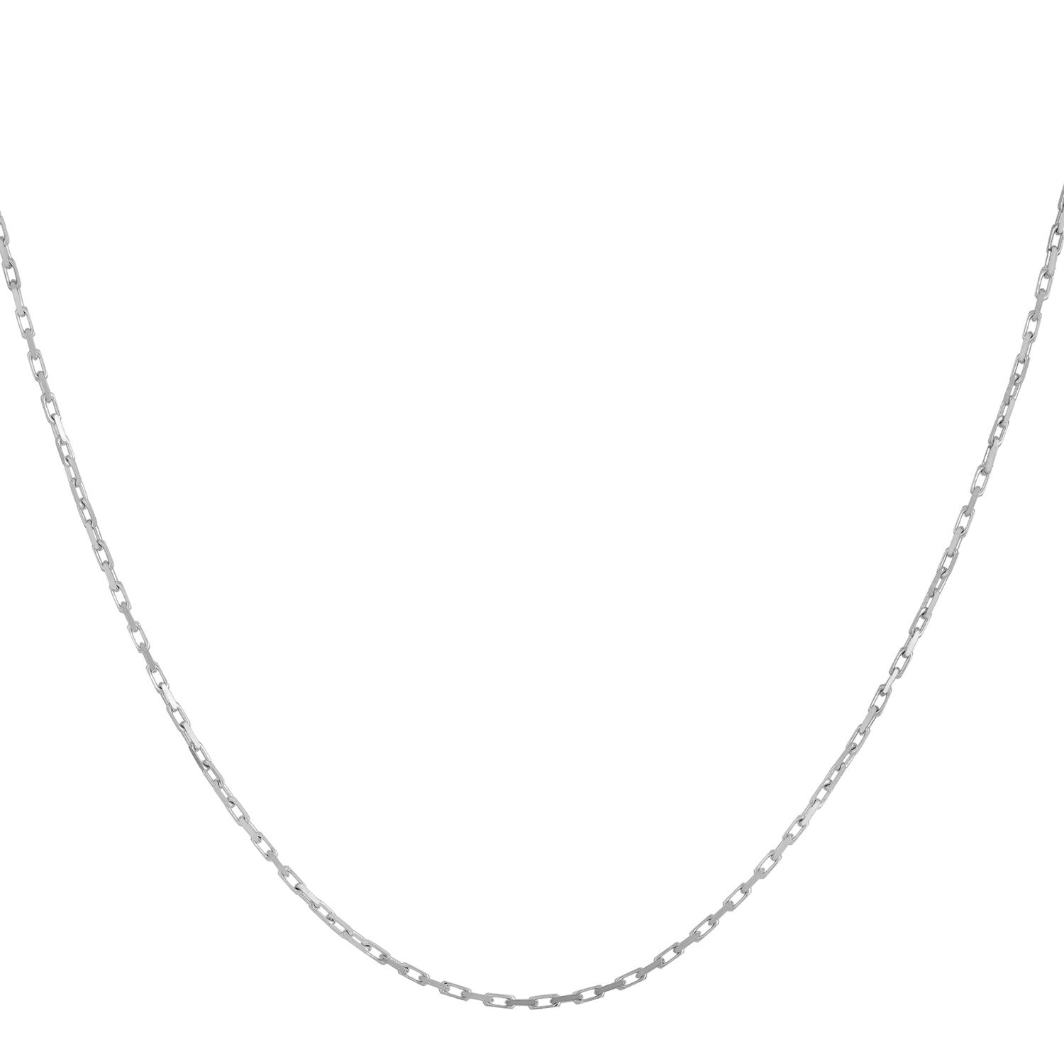 14k white gold minimalist French cable chain, 1.30 mm, featuring a sleek round design for effortless elegance.