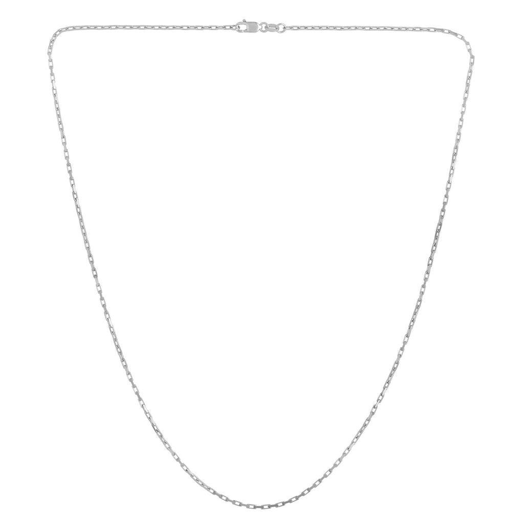 14k white gold minimalist French cable chain, 1.30 mm, showcasing elegant round links for timeless sophistication.