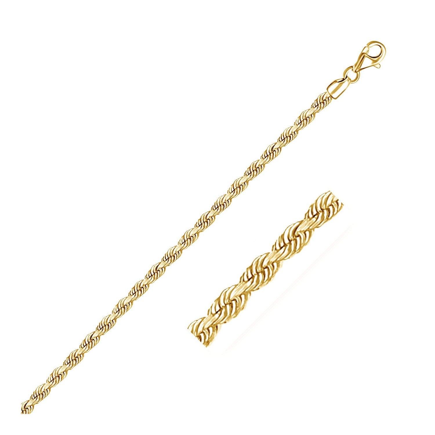 10k yellow gold solid diamond cut rope bracelet featuring an elegant chain design, perfect for luxury jewelry lovers.