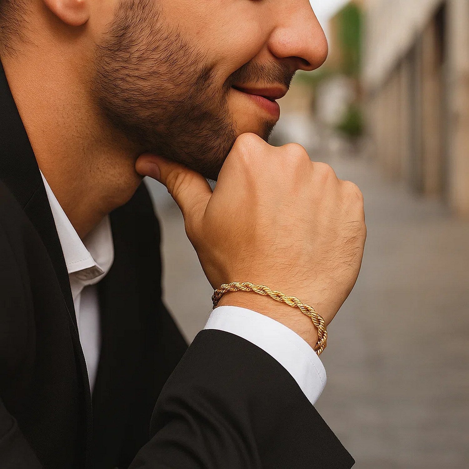 10k yellow gold diamond cut rope bracelet featuring an elegant chain design, perfect for luxury jewelry enthusiasts.