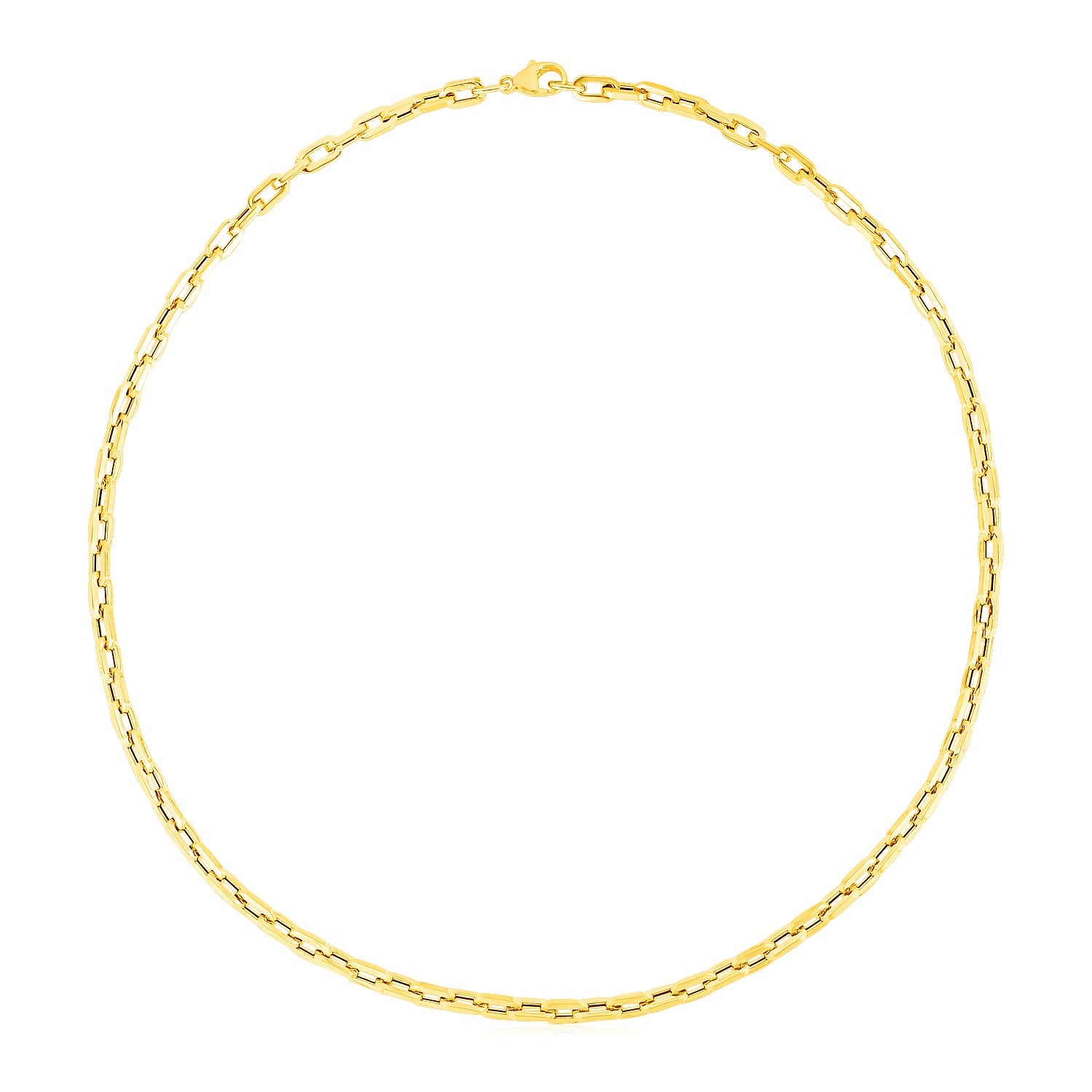 14k yellow gold paperclip chain necklace featuring modern link design for an elegant, timeless look.