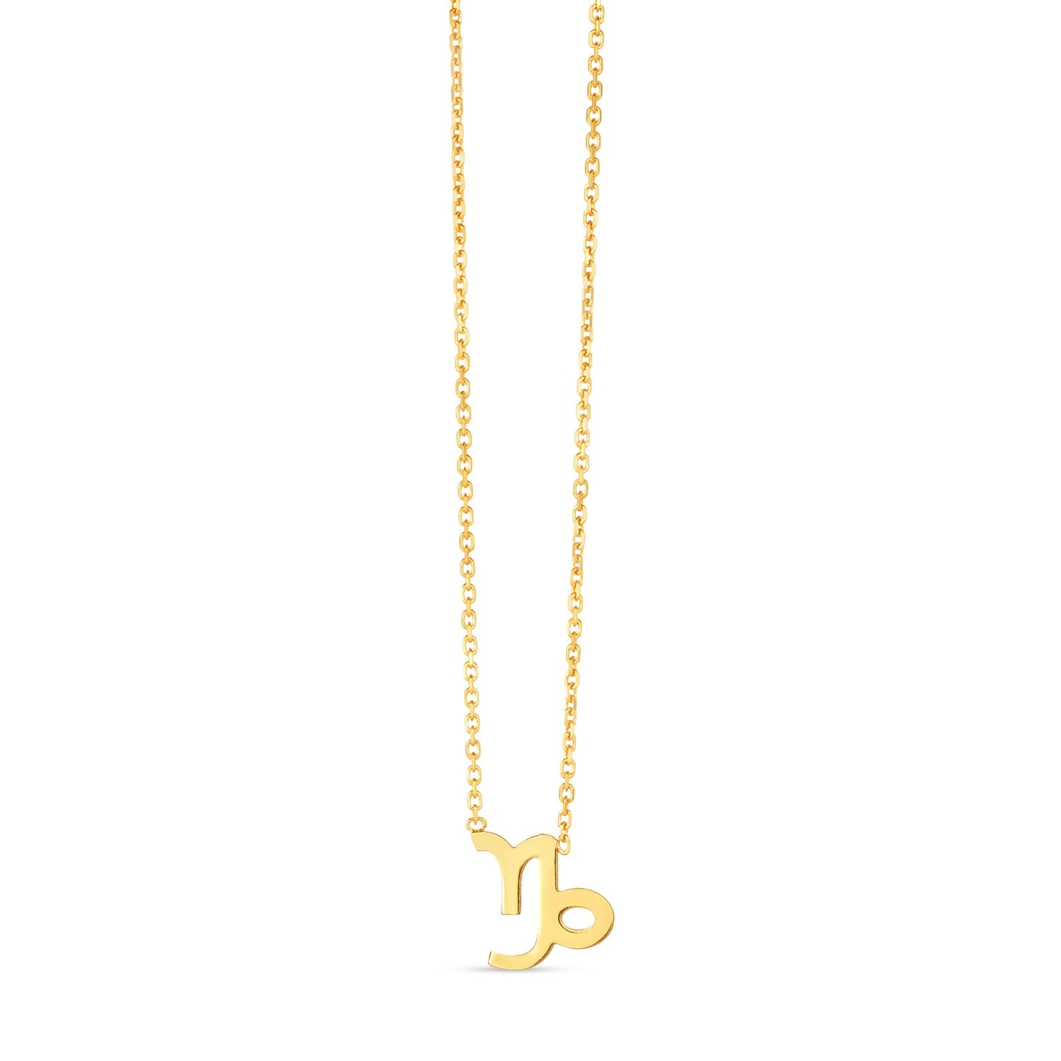 Elegant 14k yellow gold Capricorn necklace featuring a refined round stud design, perfect for sophisticated styling.
