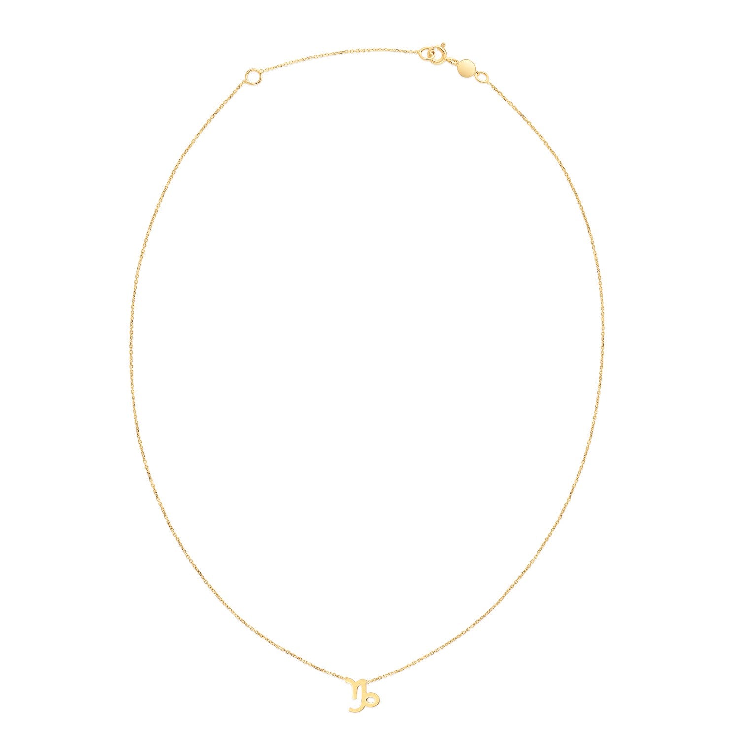 Elegant 14k yellow gold Capricorn necklace featuring a refined round stud design, perfect for sophisticated style.