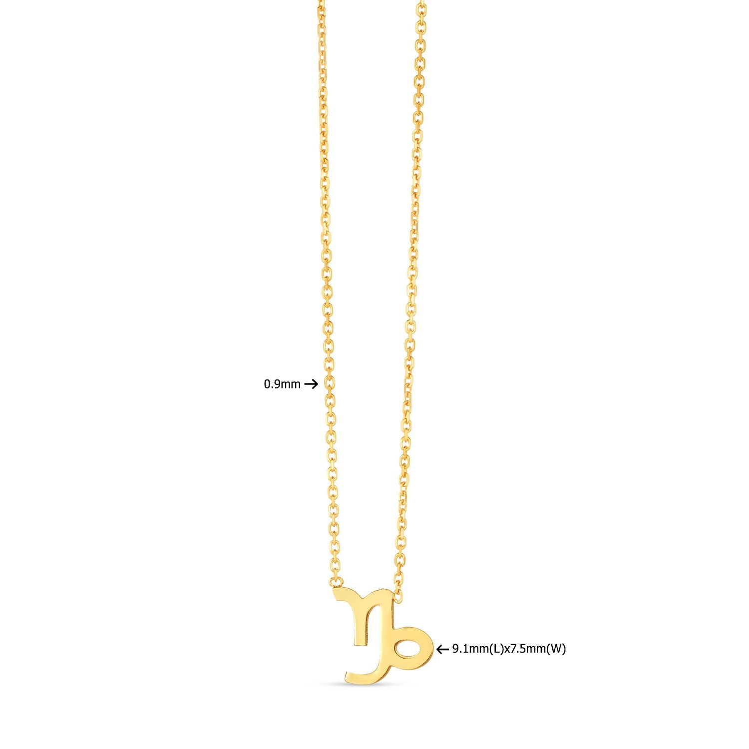 Elegant 14K yellow gold Capricorn necklace featuring a round stud design, perfect for sophisticated jewelry lovers.
