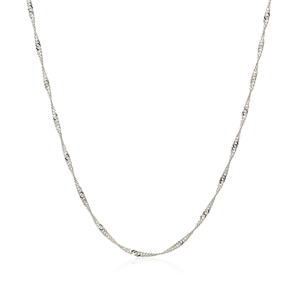 Elegant 14k white gold Singapore chain, 1.30 mm, featuring a refined round design for timeless luxury.